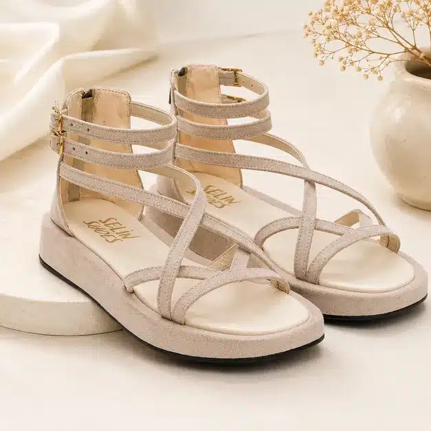 Women Stylish Flat Platform Sandals with Adjustable Ankle Straps